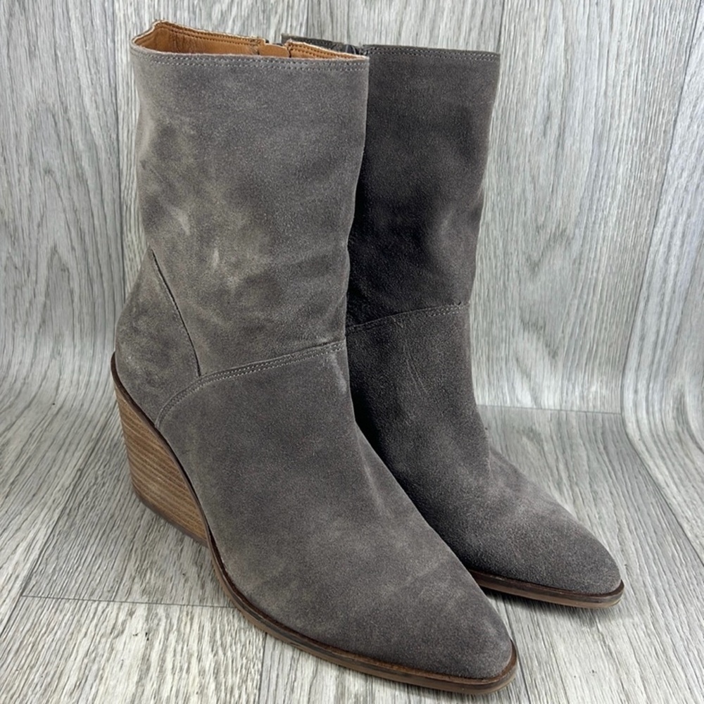 Lucky Brand Gray Suede Wedge Boots
